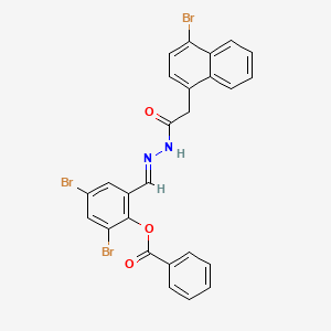 molecular formula C26H17Br3N2O3 B11549795 2,4-dibromo-6-[(E)-{2-[(4-bromonaphthalen-1-yl)acetyl]hydrazinylidene}methyl]phenyl benzoate 