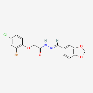 N'-[(E)-1,3-benzodioxol-5-ylmethylidene]-2-(2-bromo-4-chlorophenoxy)acetohydrazide