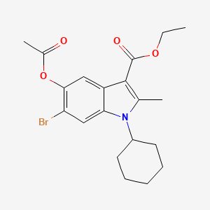 molecular formula C20H24BrNO4 B11549797 Ethyl 5-(acetyloxy)-6-bromo-1-cyclohexyl-2-methyl-1H-indole-3-carboxylate 