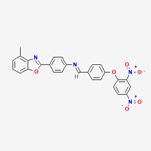 molecular formula C27H18N4O6 B11549800 N-{(E)-[4-(2,4-dinitrophenoxy)phenyl]methylidene}-4-(4-methyl-1,3-benzoxazol-2-yl)aniline 