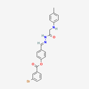 molecular formula C23H20BrN3O3 B11549820 4-[(E)-({2-[(4-Methylphenyl)amino]acetamido}imino)methyl]phenyl 3-bromobenzoate 