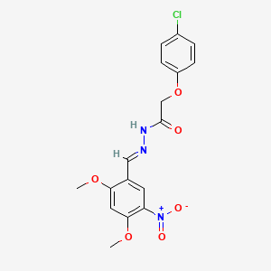 molecular formula C17H16ClN3O6 B11549843 2-(4-chlorophenoxy)-N'-[(E)-(2,4-dimethoxy-5-nitrophenyl)methylidene]acetohydrazide 