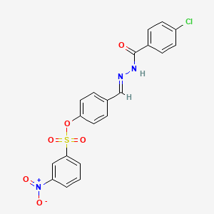 molecular formula C20H14ClN3O6S B11549870 4-[(E)-{2-[(4-chlorophenyl)carbonyl]hydrazinylidene}methyl]phenyl 3-nitrobenzenesulfonate 