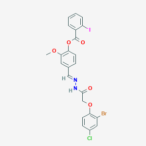 4-[(E)-{2-[(2-bromo-4-chlorophenoxy)acetyl]hydrazinylidene}methyl]-2-methoxyphenyl 2-iodobenzoate