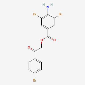 molecular formula C15H10Br3NO3 B11549873 2-(4-Bromophenyl)-2-oxoethyl 4-amino-3,5-dibromobenzoate 