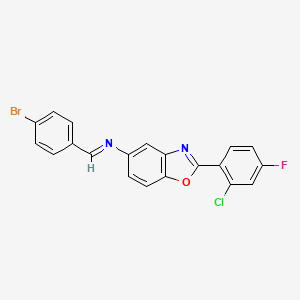 molecular formula C20H11BrClFN2O B11549898 N-[(E)-(4-bromophenyl)methylidene]-2-(2-chloro-4-fluorophenyl)-1,3-benzoxazol-5-amine 