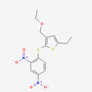 molecular formula C15H16N2O5S2 B11549906 {2-[(2,4-Dinitrophenyl)sulfanyl]-5-ethylthiophen-3-yl}methyl ethyl ether 