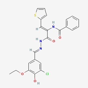 N-[(1Z)-3-[(2E)-2-(3-chloro-5-ethoxy-4-hydroxybenzylidene)hydrazinyl]-3-oxo-1-(thiophen-2-yl)prop-1-en-2-yl]benzamide