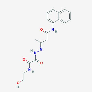 molecular formula C18H20N4O4 B11549911 (3E)-3-(2-{[(2-hydroxyethyl)amino](oxo)acetyl}hydrazinylidene)-N-(naphthalen-1-yl)butanamide 