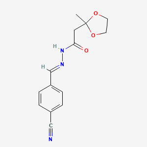 N'-[(E)-(4-cyanophenyl)methylidene]-2-(2-methyl-1,3-dioxolan-2-yl)acetohydrazide