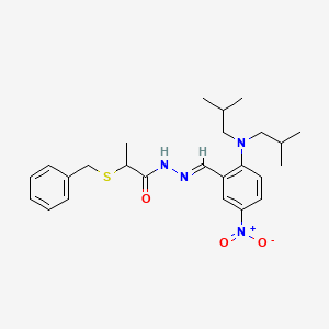 molecular formula C25H34N4O3S B11549930 2-(benzylsulfanyl)-N'-[(E)-{2-[bis(2-methylpropyl)amino]-5-nitrophenyl}methylidene]propanehydrazide 