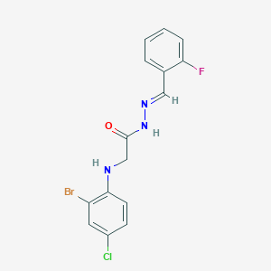 molecular formula C15H12BrClFN3O B11549970 2-[(2-Bromo-4-chlorophenyl)amino]-N'-[(E)-(2-fluorophenyl)methylidene]acetohydrazide 