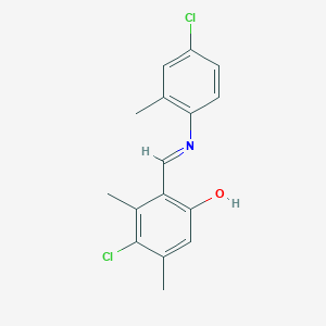 molecular formula C16H15Cl2NO B11549979 4-Chloro-2-[(E)-[(4-chloro-2-methylphenyl)imino]methyl]-3,5-dimethylphenol 