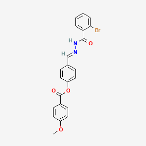 molecular formula C22H17BrN2O4 B11549989 4-{(E)-[2-(2-bromobenzoyl)hydrazono]methyl}phenyl 4-methoxybenzoate 