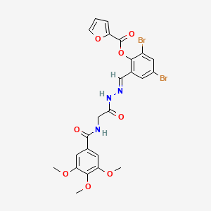 2,4-Dibromo-6-[(E)-({2-[(3,4,5-trimethoxyphenyl)formamido]acetamido}imino)methyl]phenyl furan-2-carboxylate