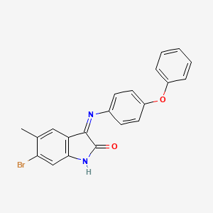 (3Z)-6-bromo-5-methyl-3-[(4-phenoxyphenyl)imino]-1,3-dihydro-2H-indol-2-one