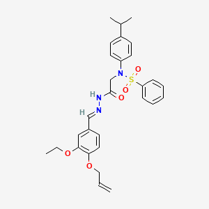 molecular formula C29H33N3O5S B11550032 N-({N'-[(E)-[3-Ethoxy-4-(prop-2-EN-1-yloxy)phenyl]methylidene]hydrazinecarbonyl}methyl)-N-[4-(propan-2-YL)phenyl]benzenesulfonamide 