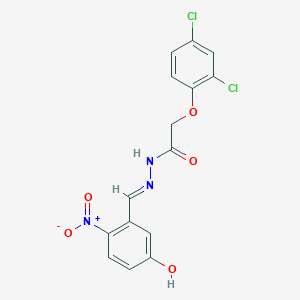 molecular formula C15H11Cl2N3O5 B11550037 2-(2,4-dichlorophenoxy)-N'-[(E)-(5-hydroxy-2-nitrophenyl)methylidene]acetohydrazide 