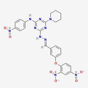 4-{(2E)-2-[3-(2,4-dinitrophenoxy)benzylidene]hydrazinyl}-N-(4-nitrophenyl)-6-(piperidin-1-yl)-1,3,5-triazin-2-amine