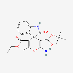 molecular formula C21H24N2O6 B11550055 3'-Tert-butyl 5'-ethyl 2'-amino-6'-methyl-2-oxo-1,2-dihydrospiro[indole-3,4'-pyran]-3',5'-dicarboxylate 