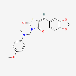 molecular formula C20H18N2O5S B11550134 (5E)-5-(1,3-benzodioxol-5-ylmethylidene)-3-{[(4-methoxyphenyl)(methyl)amino]methyl}-1,3-thiazolidine-2,4-dione 