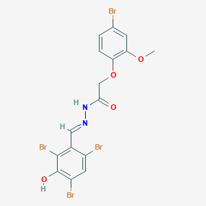 molecular formula C16H12Br4N2O4 B11550153 2-(4-bromo-2-methoxyphenoxy)-N'-[(E)-(2,4,6-tribromo-3-hydroxyphenyl)methylidene]acetohydrazide 