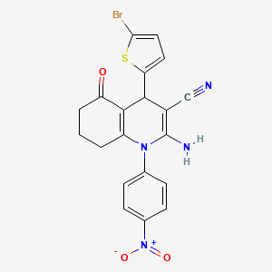 2-Amino-4-(5-bromothiophen-2-yl)-1-(4-nitrophenyl)-5-oxo-1,4,5,6,7,8-hexahydroquinoline-3-carbonitrile