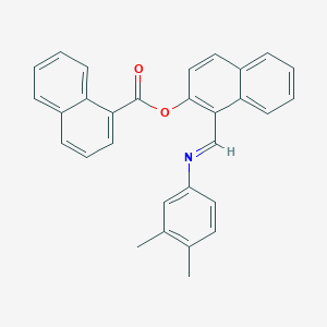 molecular formula C30H23NO2 B11550216 1-[(E)-[(3,4-Dimethylphenyl)imino]methyl]naphthalen-2-YL naphthalene-1-carboxylate 