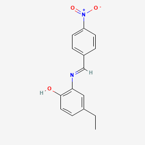 molecular formula C15H14N2O3 B11550232 4-ethyl-2-{[(E)-(4-nitrophenyl)methylidene]amino}phenol 