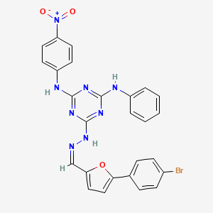 6-[(2Z)-2-{[5-(4-bromophenyl)furan-2-yl]methylidene}hydrazinyl]-N-(4-nitrophenyl)-N'-phenyl-1,3,5-triazine-2,4-diamine