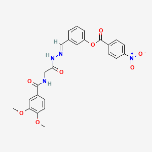 molecular formula C25H22N4O8 B11550247 3-[(E)-({2-[(3,4-Dimethoxyphenyl)formamido]acetamido}imino)methyl]phenyl 4-nitrobenzoate 