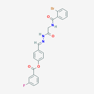 4-[(E)-({2-[(2-Bromophenyl)formamido]acetamido}imino)methyl]phenyl 3-fluorobenzoate