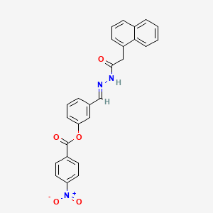 molecular formula C26H19N3O5 B11550278 3-[(E)-{[2-(Naphthalen-1-YL)acetamido]imino}methyl]phenyl 4-nitrobenzoate 