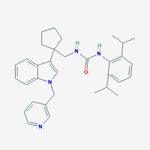 molecular formula C33H40N4O B115503 Urea, N-(2,6-bis(1-methylethyl)phenyl)-N'-((1-(1-(3-pyridinylmethyl)-1H-indol-3-yl)cyclopentyl)methyl)- CAS No. 145131-54-0