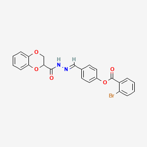 4-{(E)-[2-(2,3-dihydro-1,4-benzodioxin-2-ylcarbonyl)hydrazinylidene]methyl}phenyl 2-bromobenzoate