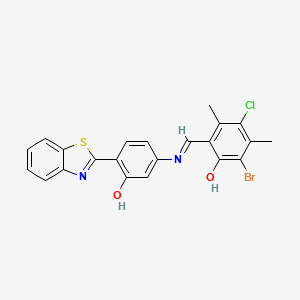 2-[(E)-{[4-(1,3-benzothiazol-2-yl)-3-hydroxyphenyl]imino}methyl]-6-bromo-4-chloro-3,5-dimethylphenol