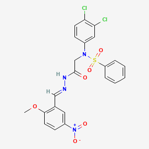 molecular formula C22H18Cl2N4O6S B11550327 N-(3,4-Dichlorophenyl)-N-({N'-[(E)-(2-methoxy-5-nitrophenyl)methylidene]hydrazinecarbonyl}methyl)benzenesulfonamide 