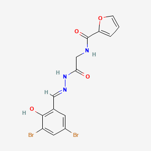 N-({N'-[(E)-(3,5-Dibromo-2-hydroxyphenyl)methylidene]hydrazinecarbonyl}methyl)furan-2-carboxamide