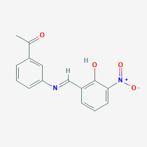 molecular formula C15H12N2O4 B11550355 Ethanone, 1-[3-(2-hydroxy-3-nitrobenzylidenamino)phenyl]- 