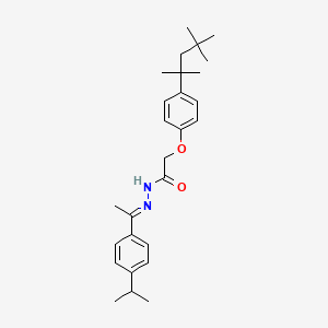 molecular formula C27H38N2O2 B11550359 N'-[(1E)-1-[4-(Propan-2-YL)phenyl]ethylidene]-2-[4-(2,4,4-trimethylpentan-2-YL)phenoxy]acetohydrazide 