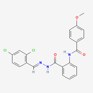 molecular formula C22H17Cl2N3O3 B11550364 N-(2-{[(2E)-2-(2,4-dichlorobenzylidene)hydrazinyl]carbonyl}phenyl)-4-methoxybenzamide 