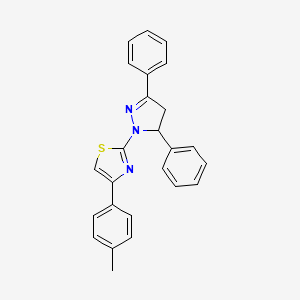 molecular formula C25H21N3S B11550369 2-(3,5-diphenyl-4,5-dihydro-1H-pyrazol-1-yl)-4-(4-methylphenyl)-1,3-thiazole CAS No. 296769-61-4