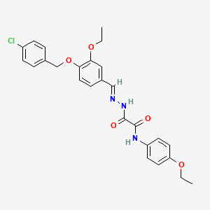 molecular formula C26H26ClN3O5 B11550375 2-((2E)-2-{4-[(4-Chlorobenzyl)oxy]-3-ethoxybenzylidene}hydrazino)-N-(4-ethoxyphenyl)-2-oxoacetamide 