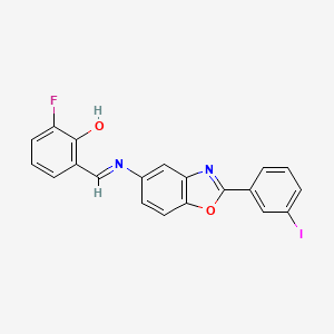 molecular formula C20H12FIN2O2 B11550393 2-fluoro-6-[(E)-{[2-(3-iodophenyl)-1,3-benzoxazol-5-yl]imino}methyl]phenol CAS No. 310459-45-1