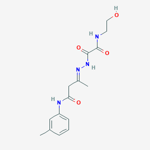 (3E)-3-(2-{[(2-hydroxyethyl)amino](oxo)acetyl}hydrazinylidene)-N-(3-methylphenyl)butanamide