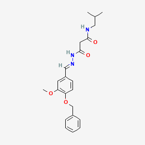 molecular formula C22H27N3O4 B11550433 3-{(2E)-2-[4-(benzyloxy)-3-methoxybenzylidene]hydrazinyl}-N-(2-methylpropyl)-3-oxopropanamide 