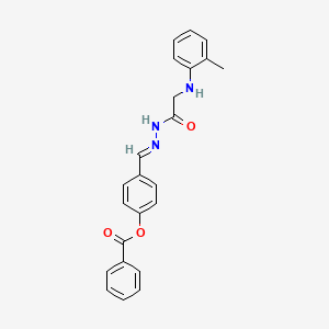 molecular formula C23H21N3O3 B11550438 4-[(E)-(2-{[(2-methylphenyl)amino]acetyl}hydrazinylidene)methyl]phenyl benzoate (non-preferred name) 