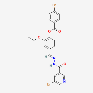 molecular formula C22H17Br2N3O4 B11550459 4-[(E)-{[(5-Bromopyridin-3-YL)formamido]imino}methyl]-2-ethoxyphenyl 4-bromobenzoate 