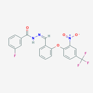 3-fluoro-N'-[(Z)-{2-[2-nitro-4-(trifluoromethyl)phenoxy]phenyl}methylidene]benzohydrazide