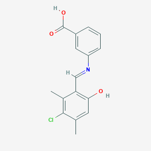 molecular formula C16H14ClNO3 B11550534 3-{[(E)-(3-chloro-6-hydroxy-2,4-dimethylphenyl)methylidene]amino}benzoic acid 